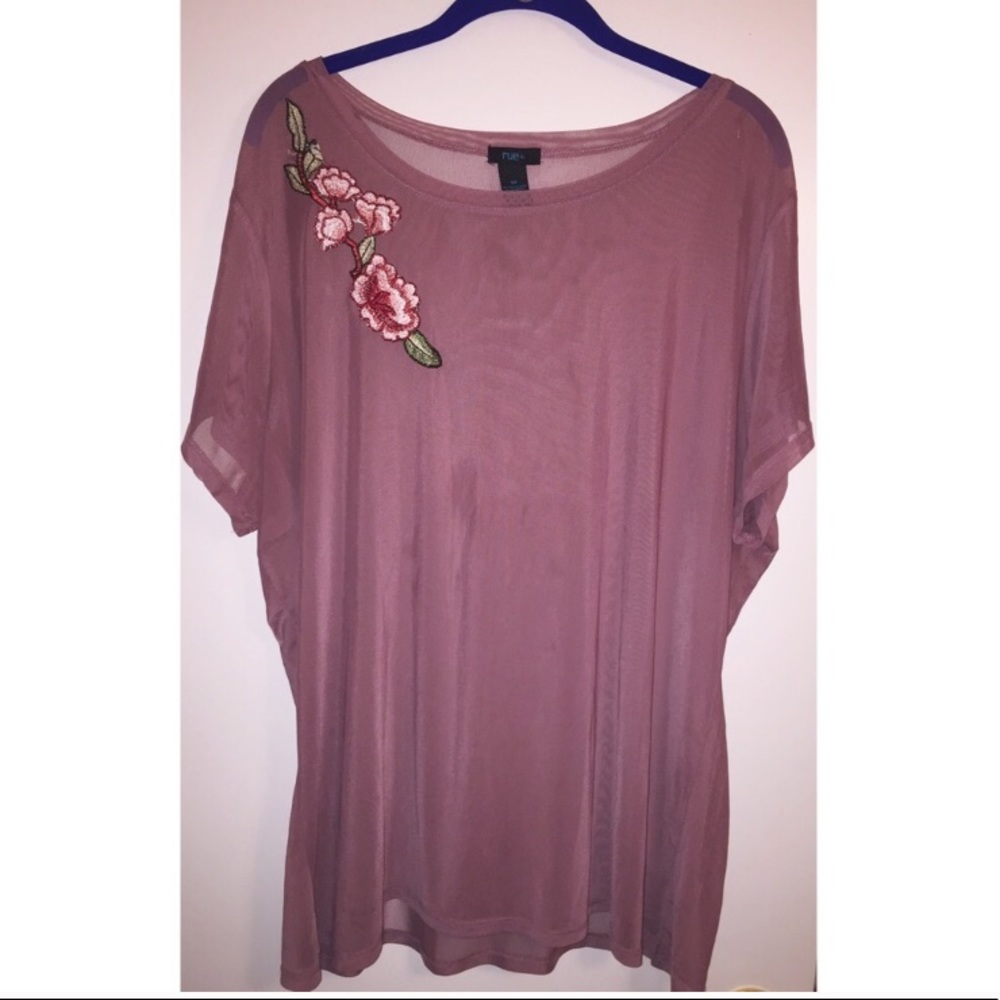 Sexy Mesh Top Floral Embroidery 3X